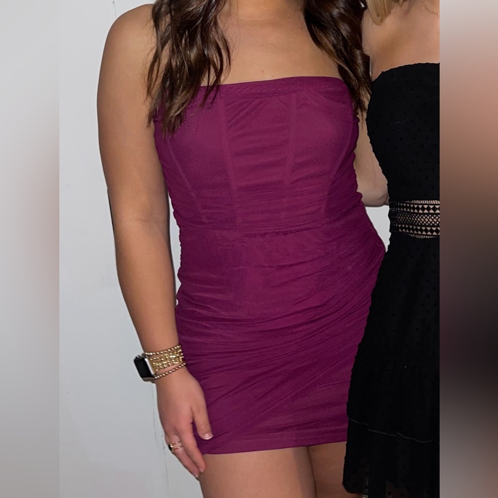 Purple Strapless Dress